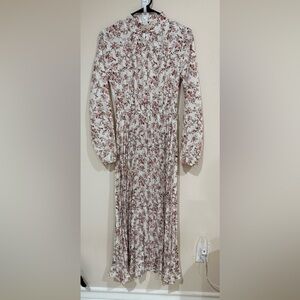 SHEIN Floral Long Sleeve Dress - White and Pink